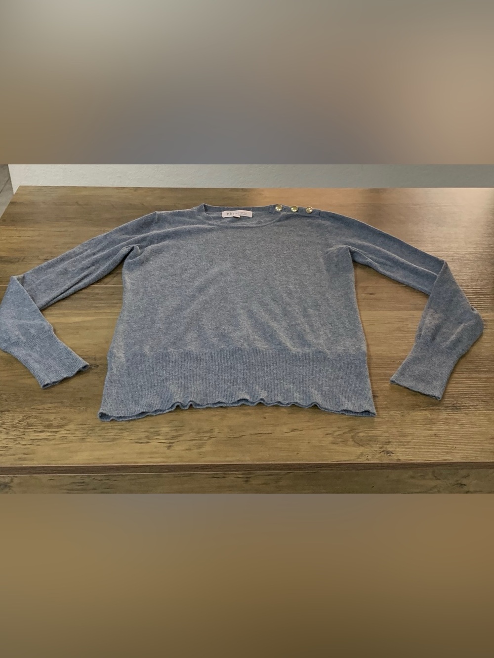 Philosophy Soft Gray Crewneck Sweater with Shoulder Buttons Size Small